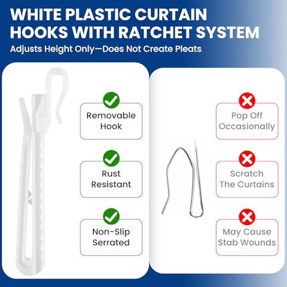 120 Pcs 85mm Adjustable Plastic Curtain Hooks
