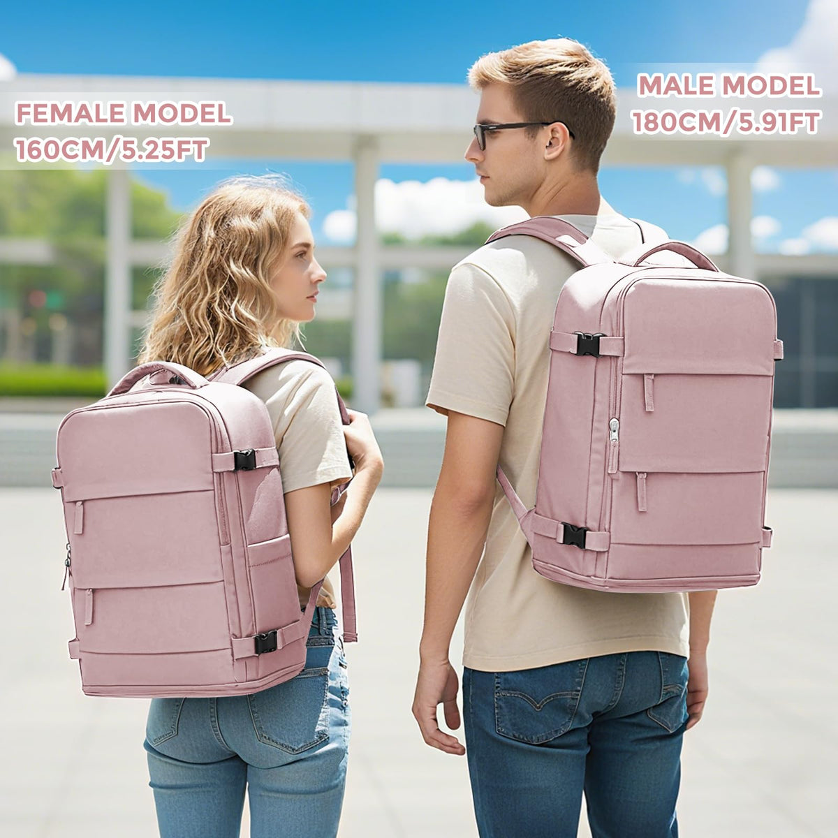 Travel Backpack For Women Men (Pink Purple / 25 liters)