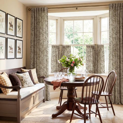 Floral Linen Tier Curtains for Small Window (Ivory / 26"W x 36"L (Pack of 2))
