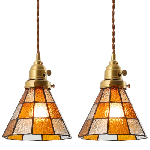 Pendant Light with Stained Glass Lmapshade