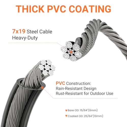 12mm High Visibility Safety Cable with Clear Vinyl Coating