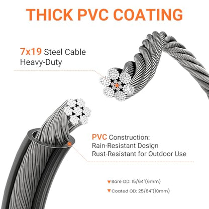 12mm High Visibility Safety Cable with Clear Vinyl Coating