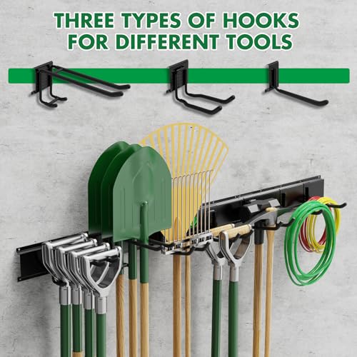 Garage Tool Organizer Wall Mount Garden Tool Organizer with Adjustable Hooks