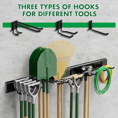 Garage Tool Organizer Wall Mount Garden Tool Organizer with Adjustable Hooks