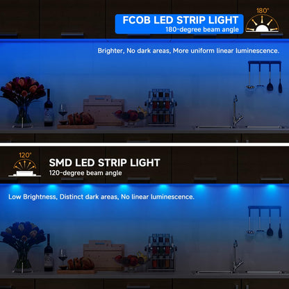 FCOB COB LED Strip Lights 5V USB Powered Blue Color for TV (Blue / 9.8FT)