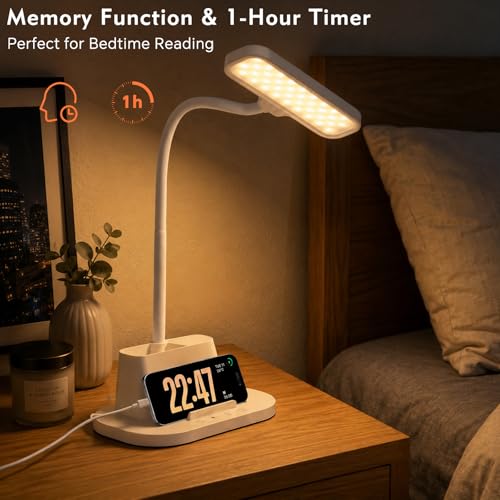 LED Desk Lamp for Dorm Room Small Desk Lamp with Pen Holder 5 Color Modes