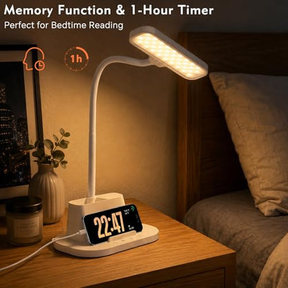 LED Desk Lamp for Dorm Room Small Desk Lamp with Pen Holder 5 Color Modes