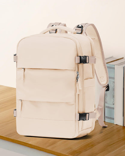 Travel Backpack For Women Men (Beige / 25 liters)