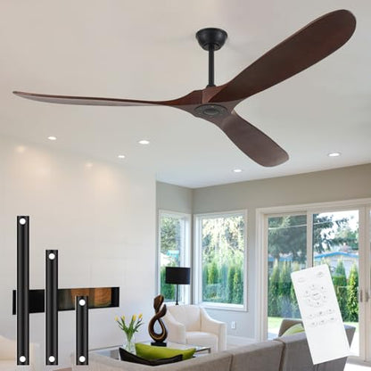 42/52/60/72''Solid Wood Ceiling Fans no Light,Ceiling Fans with Large Airflow,Indoor and Outdoor Ceiling Fan for Living Room,Bedroom,Patios