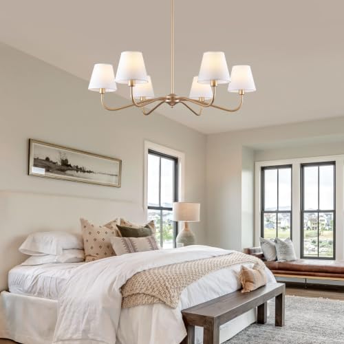 6 Light Gold Chandelier for Dining Room Light Fixture