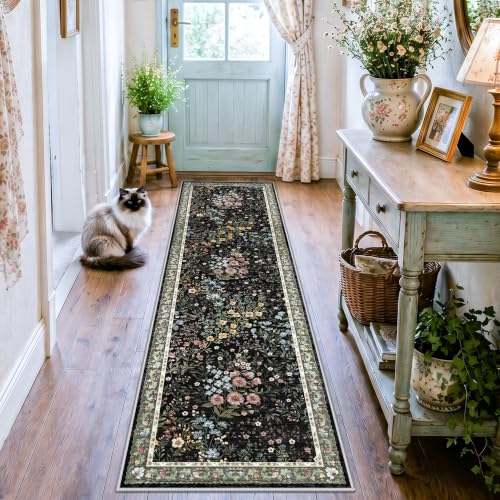 Washable Hallway Runner Rug 2x7 (Black / 2x7)