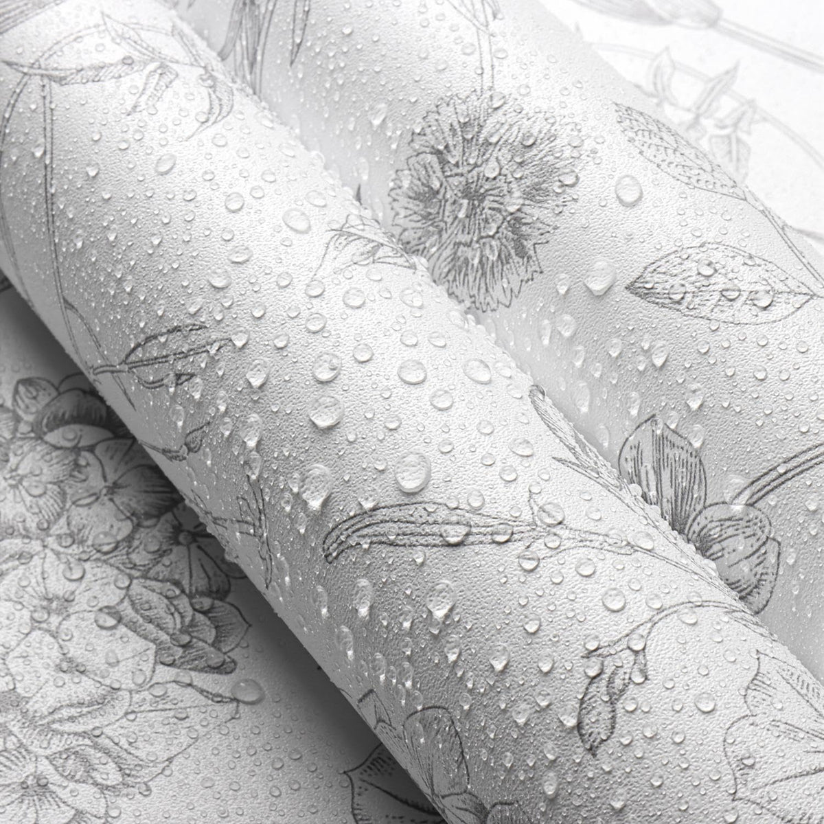 White Grey Vintage Floral Peel and Stick Wallpaper 17in x 118in (Grey/White / 17.3" x 118.1")