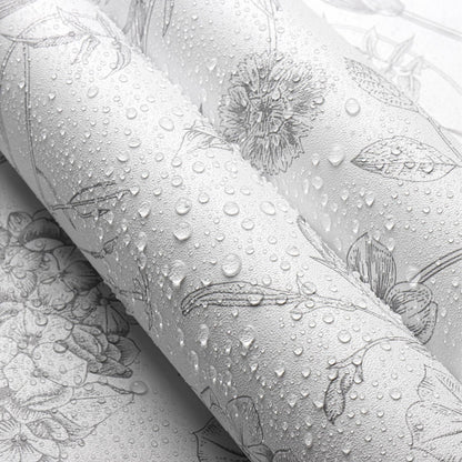 White Grey Vintage Floral Peel and Stick Wallpaper 17in x 118in (Grey/White / 17.3" x 118.1")
