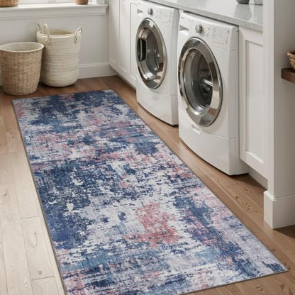 2x8 Runner Rug (Pink & Blue / 2' x 8' (Rectangular))