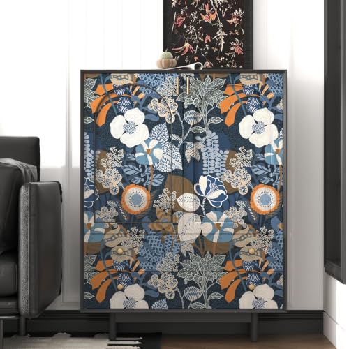Blue Floral Wallpaper Peel and Stick Wallpaper Boho