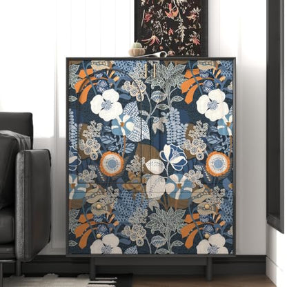 Blue Floral Wallpaper Peel and Stick Wallpaper Boho