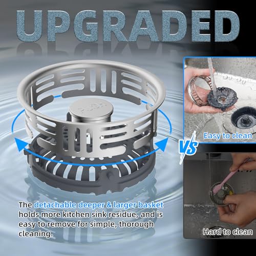 3 in 1 Kitchen Sink Drain Strainer (Brushed Stainless Steel)