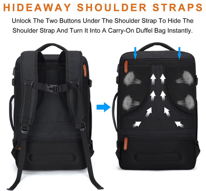 40L Expandable Travel Backpack (Black / 20 inches)