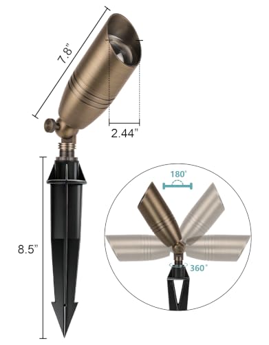 Large Brass Outdoor Landscape Spotlight with 5W 2700K MR16 Bulb