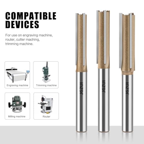 3 Flute Straight Router Bit Set C3 Carbide 1
