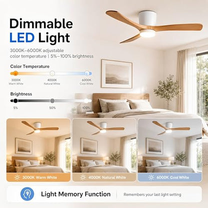 Smart Low Profile Ceiling Fan with Lights and Remote