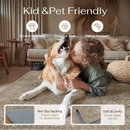 Area Rugs 6x9 Light Brown Vintage Rug for Living Room (Retro | Light Brown / 6' x 9' (Rectangular))