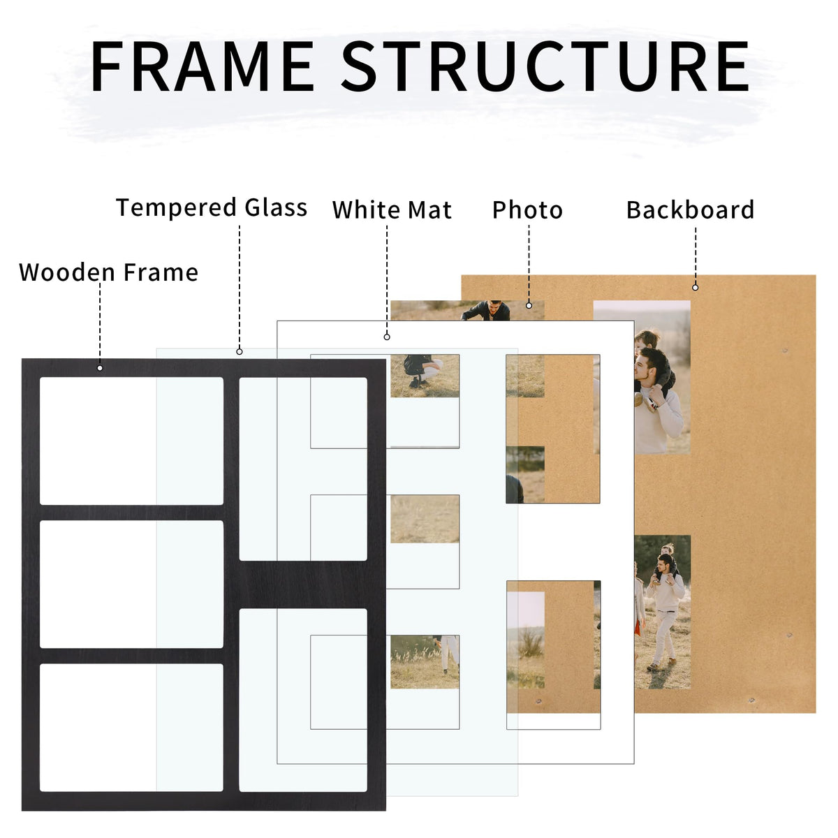 4x6 or 5x7 Picture Frames (Rustic Black / 13x16in (2Pack))