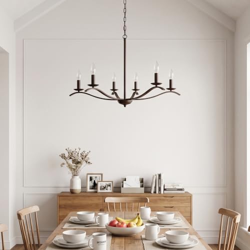 Modern Farmhouse Chandelier 6 Light Candle Large Light Fixture for Dining Room Living Room Kitchen Island