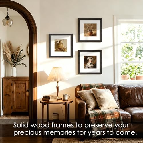 8x8 Solid Wood Frame Set of 2 (Walnut Wood Grain / 8x8)