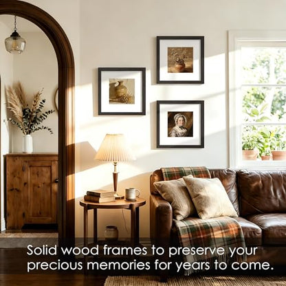 8x8 Solid Wood Frame Set of 2 (Walnut Wood Grain / 8x8)