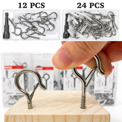 304 Stainless Steel 2 Inch Screw Eye Hooks with Driver Bit (Original / 12 PCS)