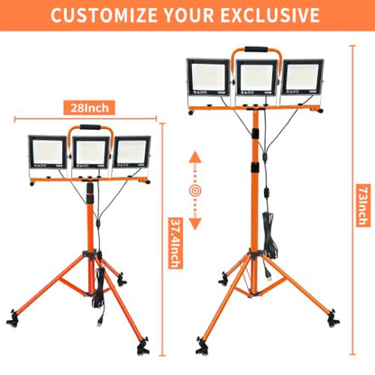 30000LM LED Work Light with Stand and Wheels 3
