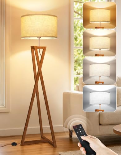 62" Wood Tripod Floor Lamp with Shelves