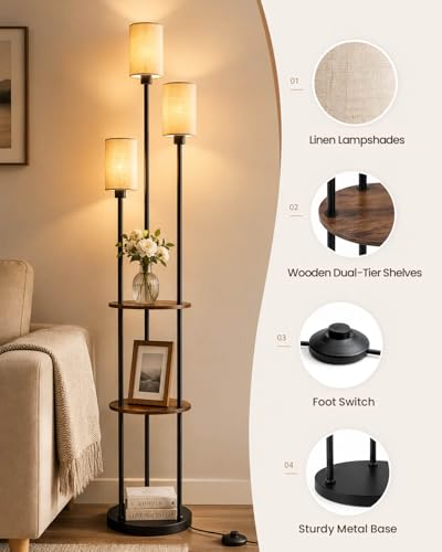 71" Floor Lamp with Shelves