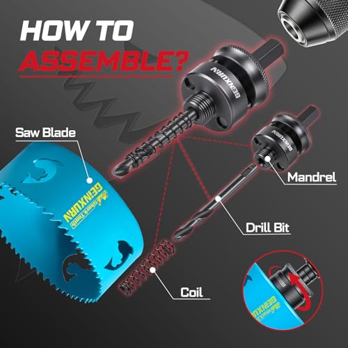 4 Inch(102mm) Hole Saw, 1PC HSS Bi-Metal Hole Saw Kit with Shark Tooth Hole Cutter for Wood,Drywall, PVC Boards and Thin Metal (1 PCS 4")