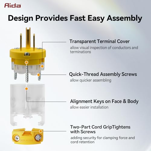 Lighted Plug and Connector Set (Yellow / 15A Plug and Connector Set)
