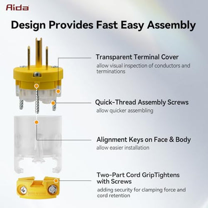 Lighted Plug and Connector Set (Yellow / 15A Plug and Connector Set)