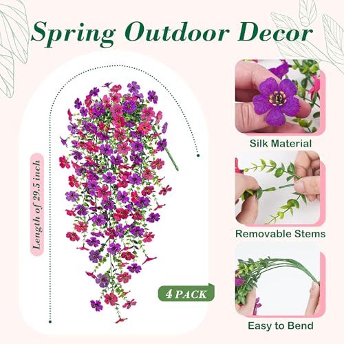 Artificial Hanging Flowers for Outdoors (Purplish)