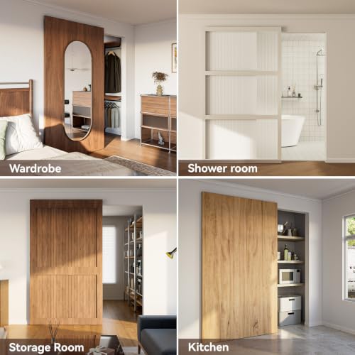 Concealed Sliding Barn Door Hardware with Soft Close Mechanism