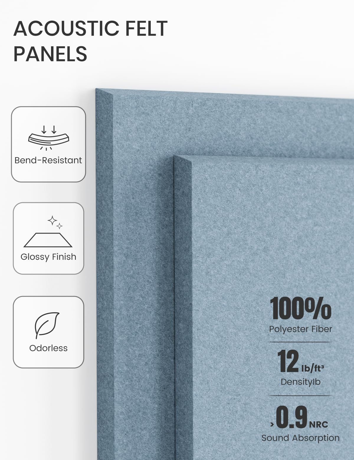 Felt Bulletin Board & Cork Board Alternative 48'' x 36'' (Dusty Blue-1 / Solid tile 6-pack)