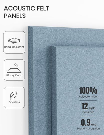 Felt Bulletin Board & Cork Board Alternative 48'' x 36'' (Dusty Blue-1 / Solid tile 6-pack)