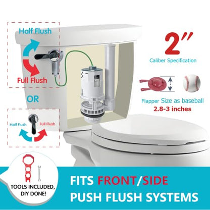 Toilet Handle & 2" Flush Valve Replacement Kit with Dual Flush Modes
