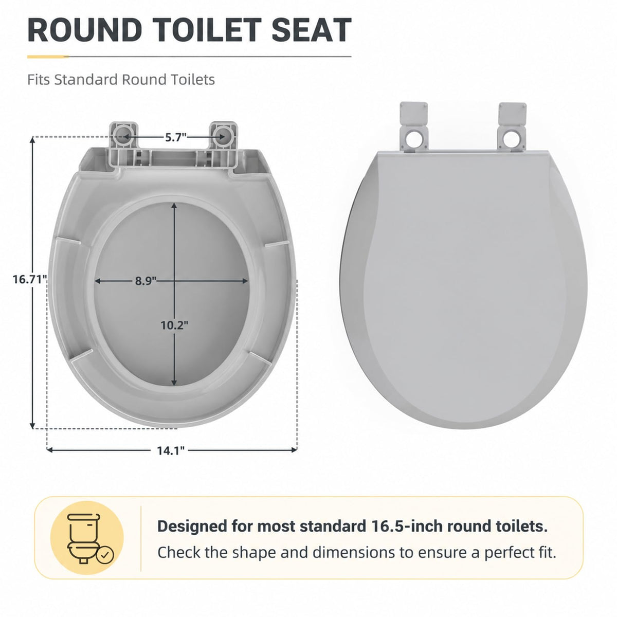 Toilet Seat Round (Ice Gray / Round 16.5inch)