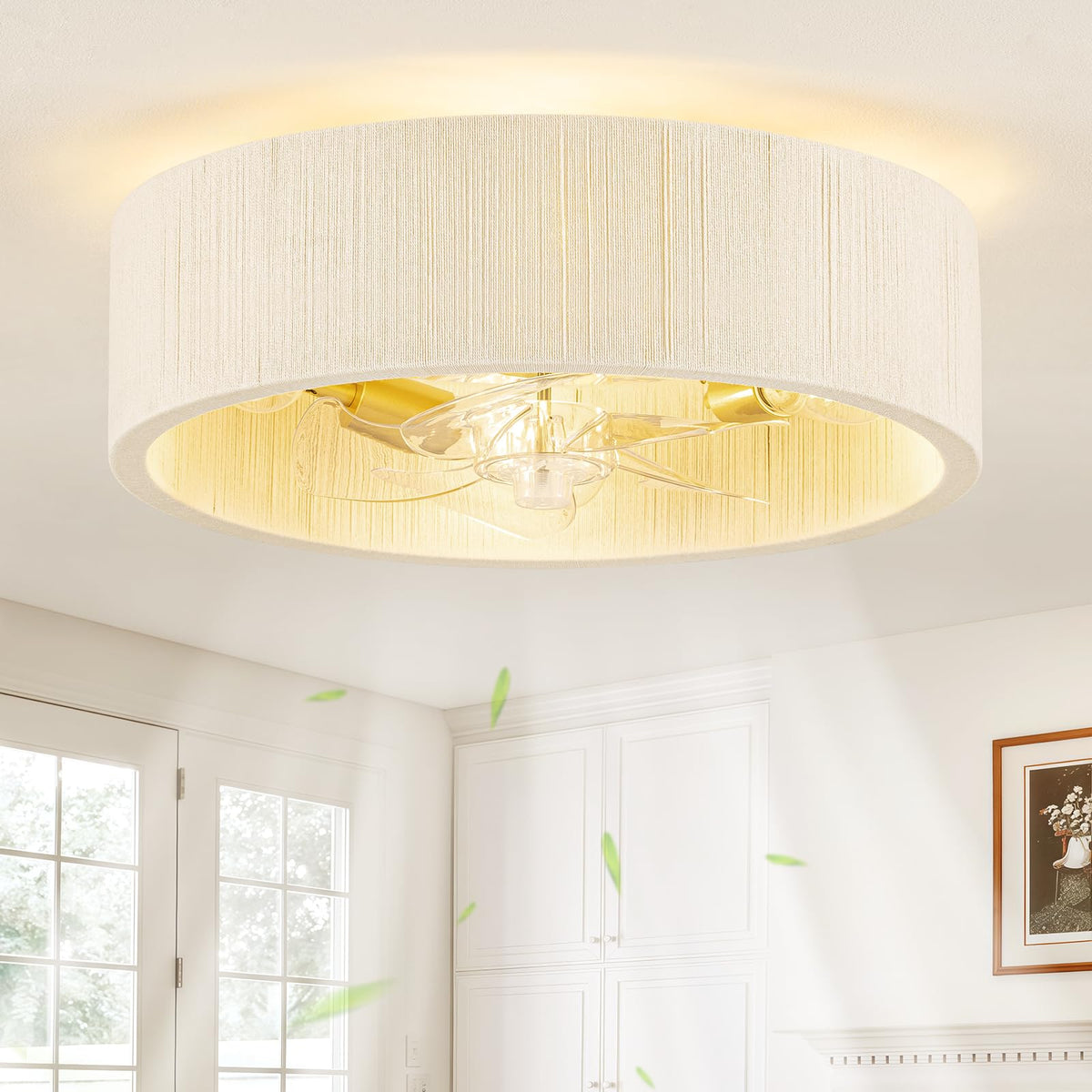 Boho Caged Fandelier Ceiling Fans with Lights and Remote Control (White / Medium)