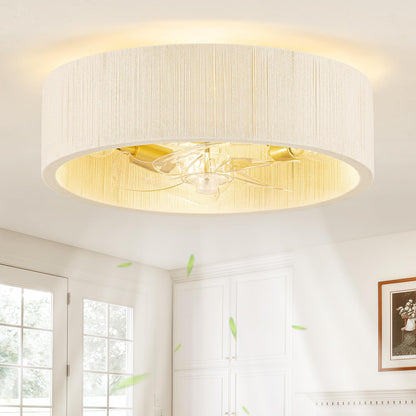Boho Caged Fandelier Ceiling Fans with Lights and Remote Control (White / Medium)