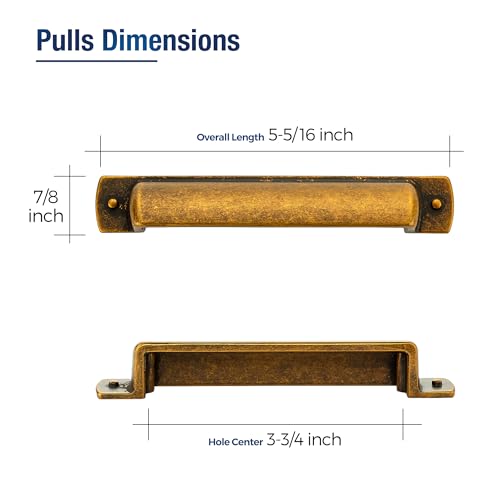 Antique Brass Cabinet Pulls Cabinet Handles (Antique Brass / 3-3/4 inch Hole Center)