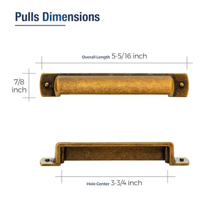 Antique Brass Cabinet Pulls Cabinet Handles (Antique Brass / 3-3/4 inch Hole Center)