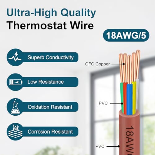 18 5 Thermostat Wire 50FT (Brown-18/5 / 50FT)