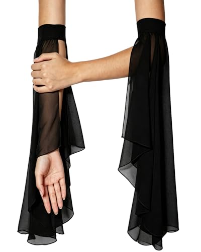 Detachable Chiffon Sleeves Medieval Sheer Flowy Arm Sleeves