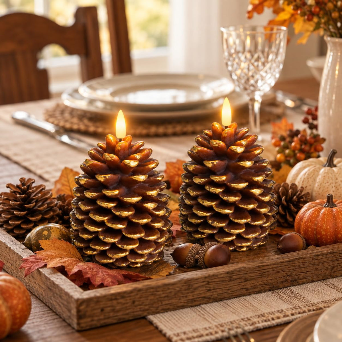 Flameless Pinecone Candles (Brown)